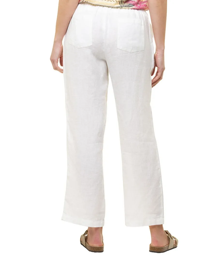 Sale Pantalon 100% lin blanc Larges|Pantalons