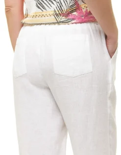 Sale Pantalon 100% lin blanc Larges|Pantalons