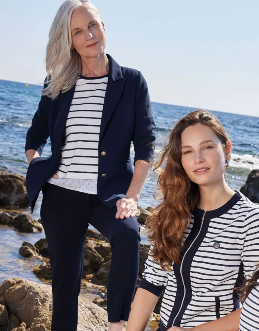 Sale Pantalon chic bleu marine Droits|Pantalons