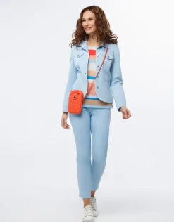 Outlet Pantalon coton bleu ciel Ajustés|Pantalons