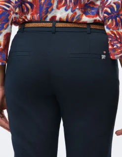 Sale Pantalon coton marine Ajustés|Pantalons