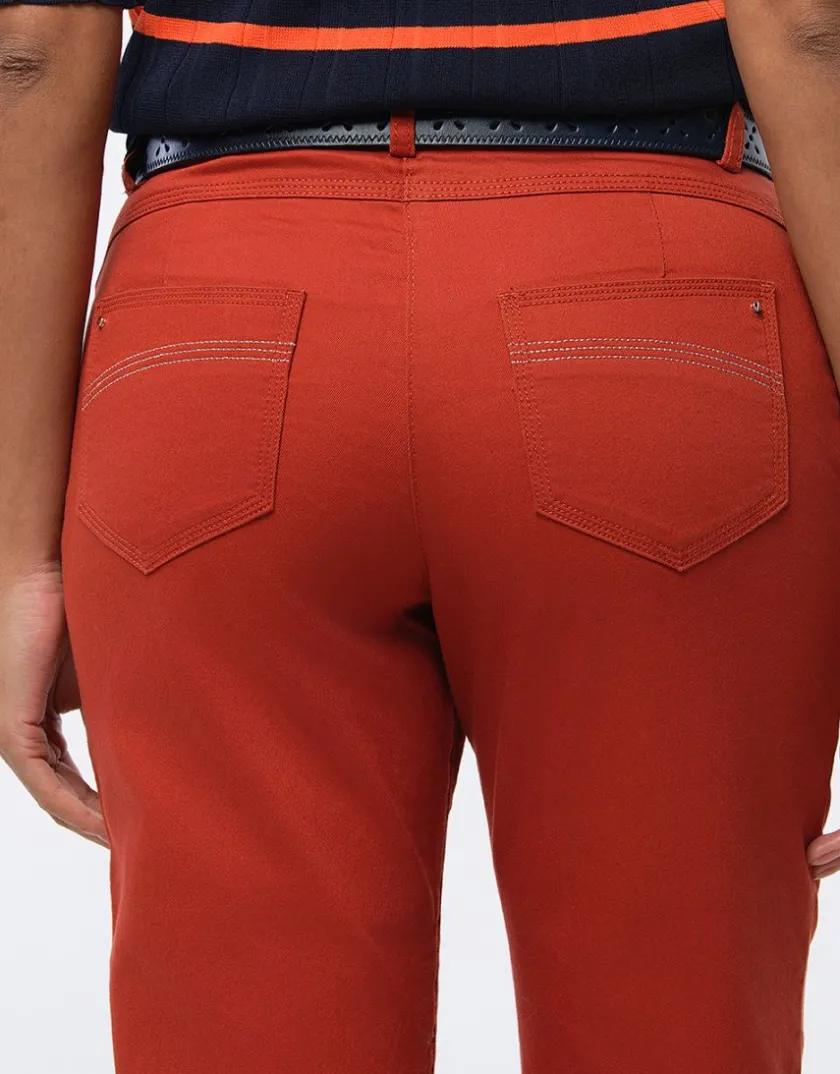 Fashion Pantalon coton terracotta Ajustés|Pantalons