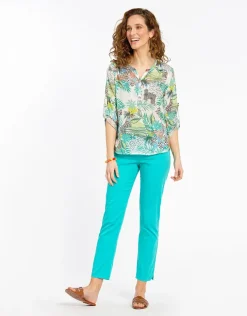 Fashion Pantalon 7/8e vert menthe Ajustés|Pantalons