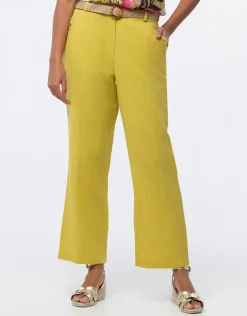 Hot Pantalon lin vert 7/8ème Larges|Pantalons