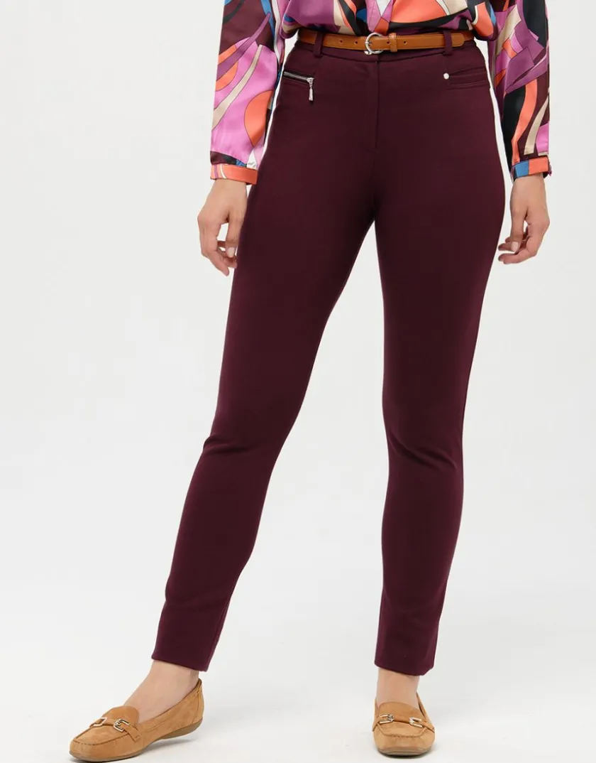 Fashion Pantalon slim rouge prune Slims|Pantalons