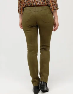 Hot Pantalon suédine kaki Slims|Pantalons