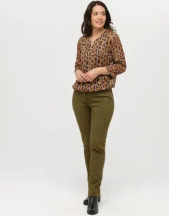 Hot Pantalon suédine kaki Slims|Pantalons
