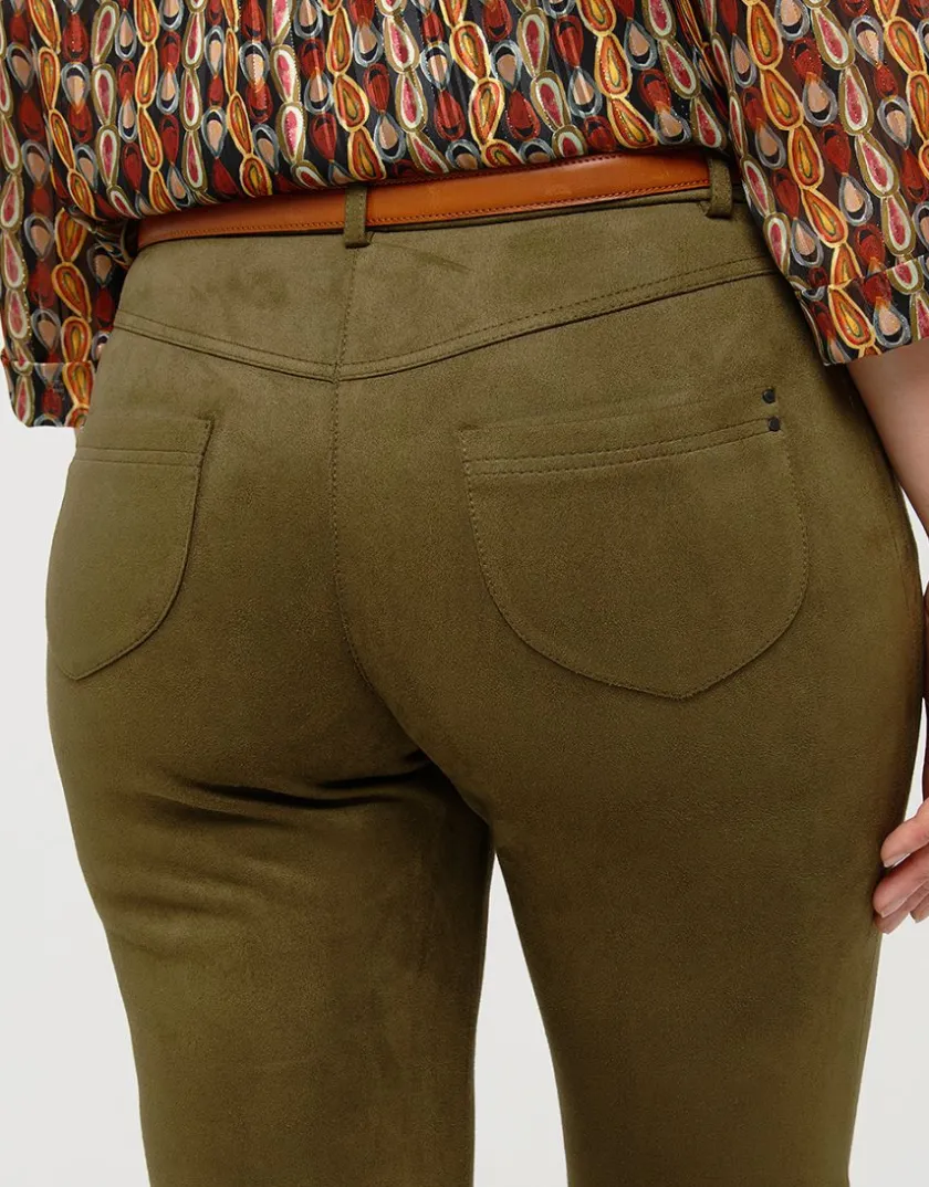 Hot Pantalon suédine kaki Slims|Pantalons