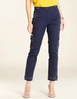 New Pantalon treillis bleu Ajustés|Pantalons