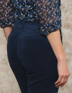 Hot Pantalon velours bleu Droits|Pantalons