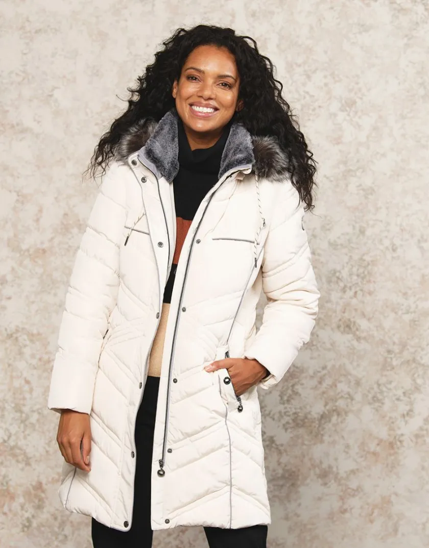 Outlet Parka longue écrue Doudounes|Parkas