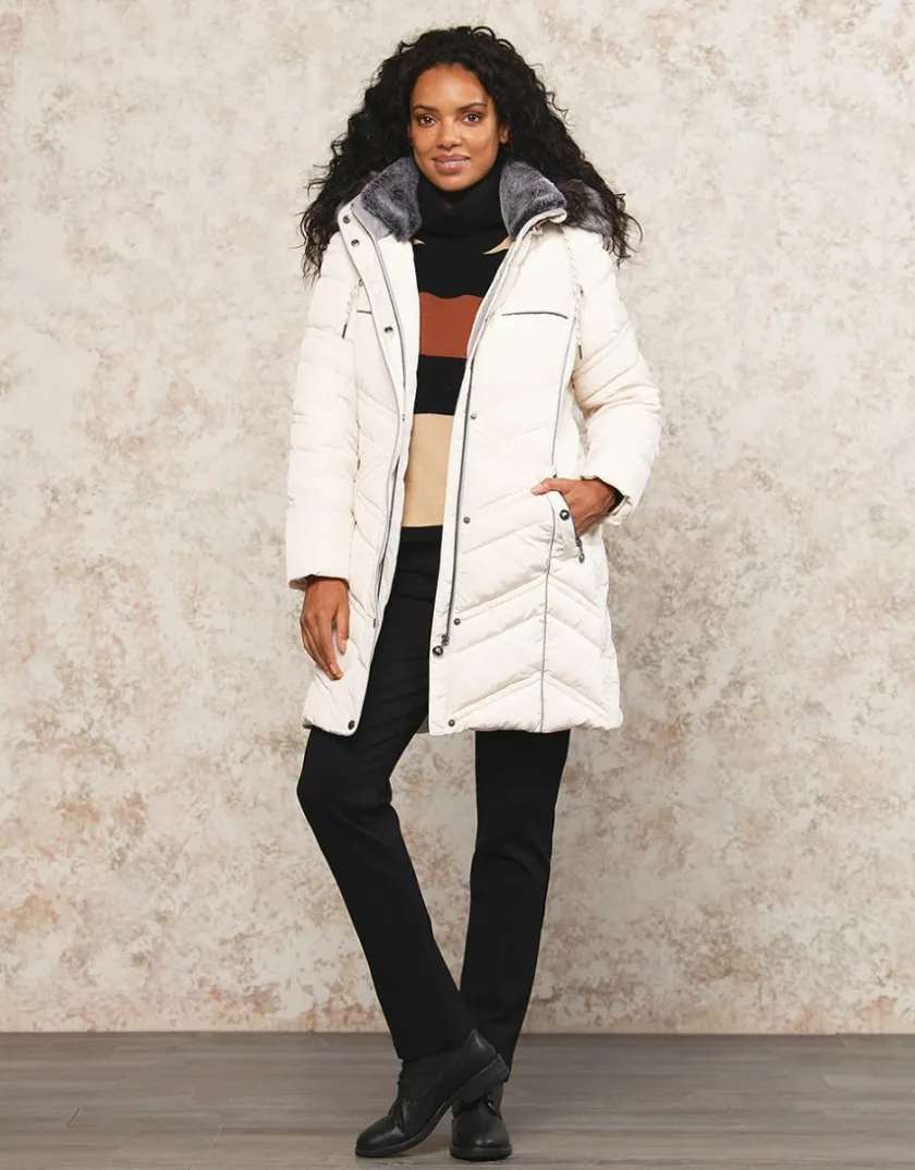 Outlet Parka longue écrue Doudounes|Parkas