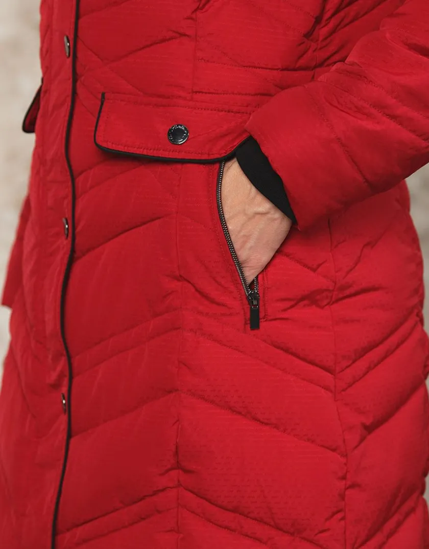 Hot Parka longue rouge Doudounes|Parkas