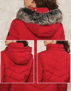 Hot Parka longue rouge Doudounes|Parkas