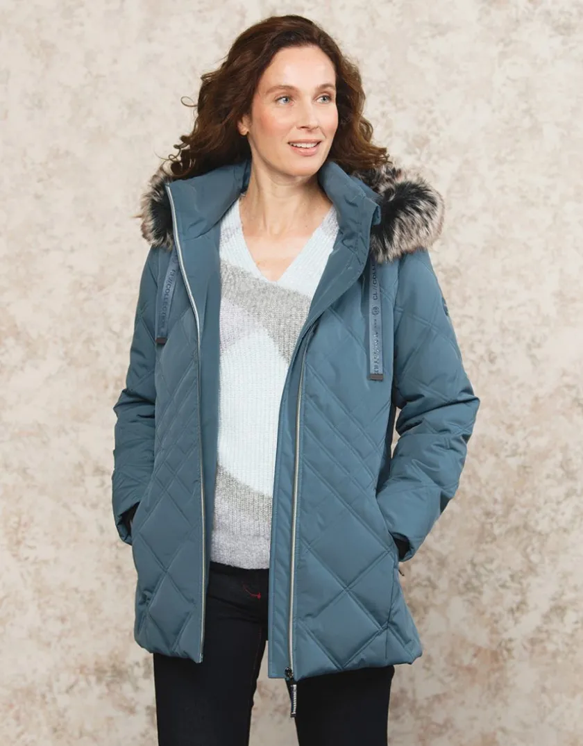 Online Parkas bleu à capuche Doudounes|Parkas