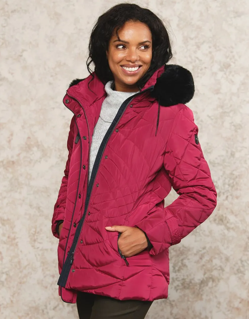 Best Parkas mi- longue fushia Doudounes|Parkas