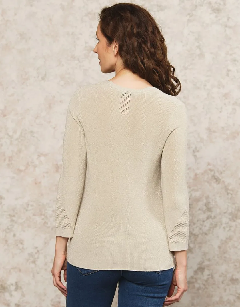 Clearance Pull beige maille ajourée Pulls|Maille