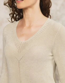 Clearance Pull beige maille ajourée Pulls|Maille