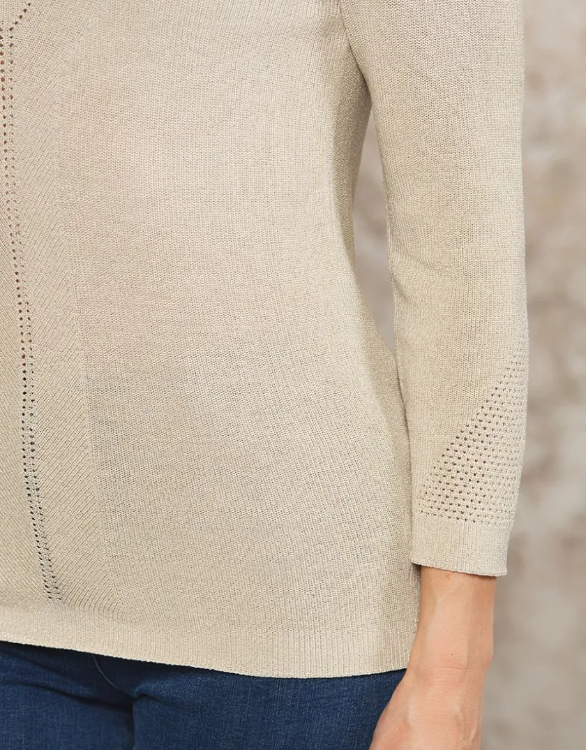 Clearance Pull beige maille ajourée Pulls|Maille