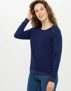 New Pull bleu marine rayures Pulls|Maille