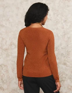 Fashion Pull brun maille ajourée Pulls|Maille