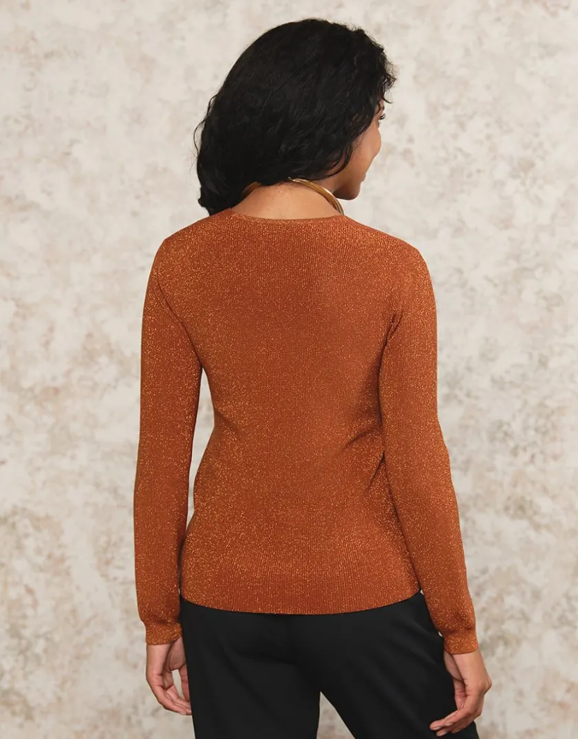 Fashion Pull brun maille ajourée Pulls|Maille