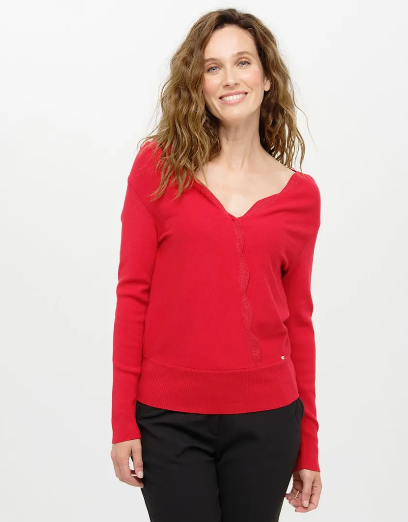 New Pull cache-coeur rouge Pulls|Maille