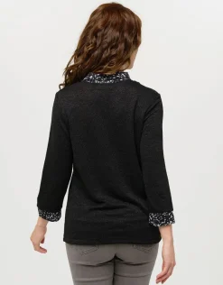 Discount Pull chemisier noir Maille|Pulls