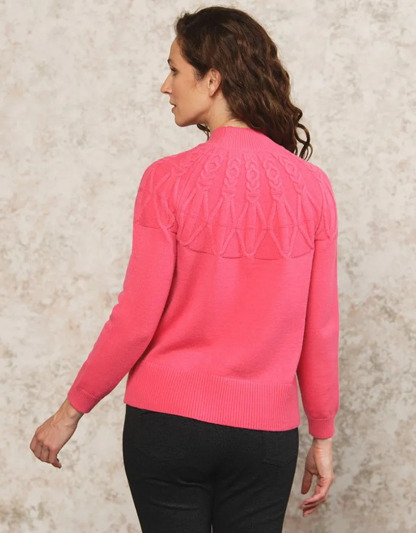 Sale Pull col montant rose Maille|Pulls