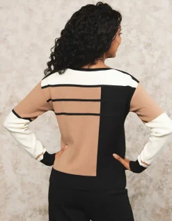 New Pull fantaisie noir beige Pulls|Maille