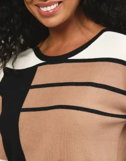 New Pull fantaisie noir beige Pulls|Maille