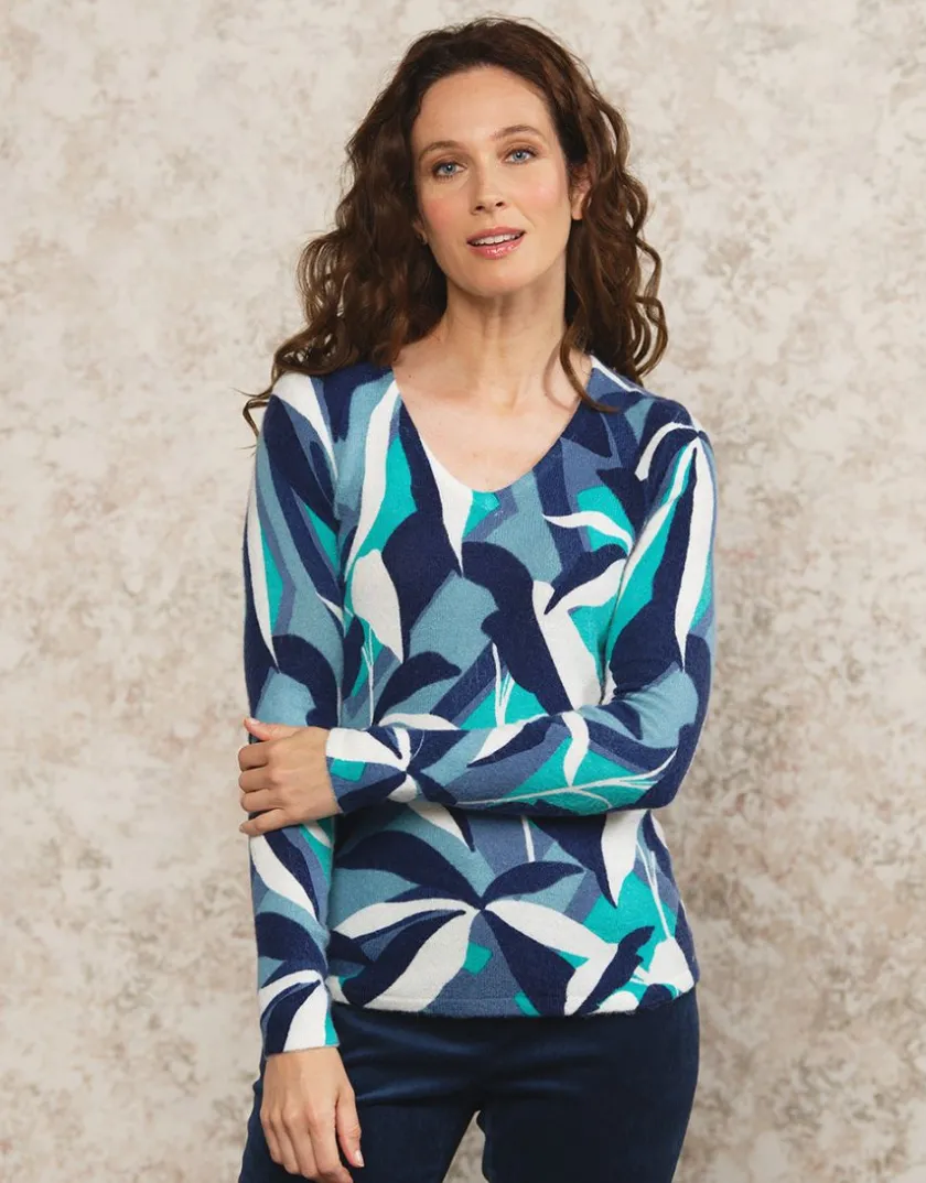 Discount Pull imprimé bleu vert Pulls|Maille