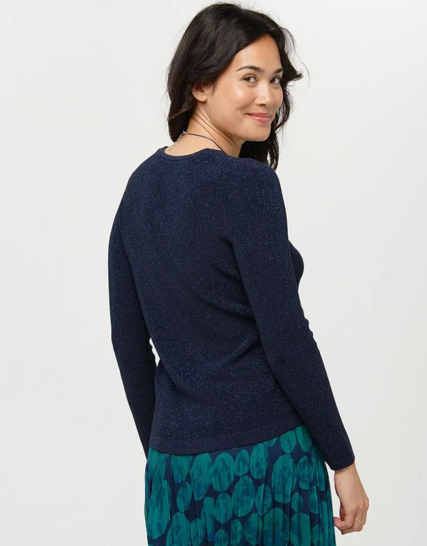 Hot Pull irisé bleu marine Pulls|Maille