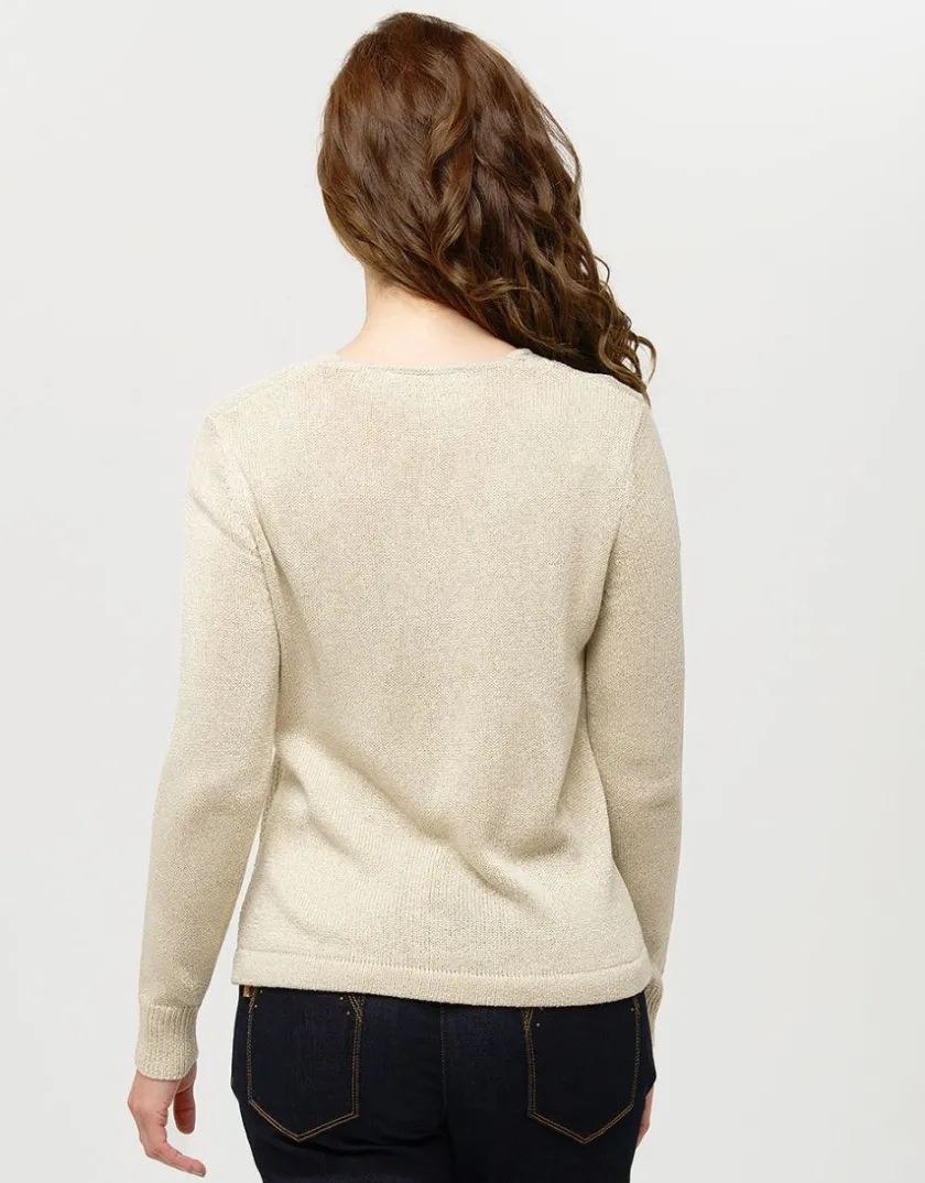New Pull maille beige fils or Pulls|Maille