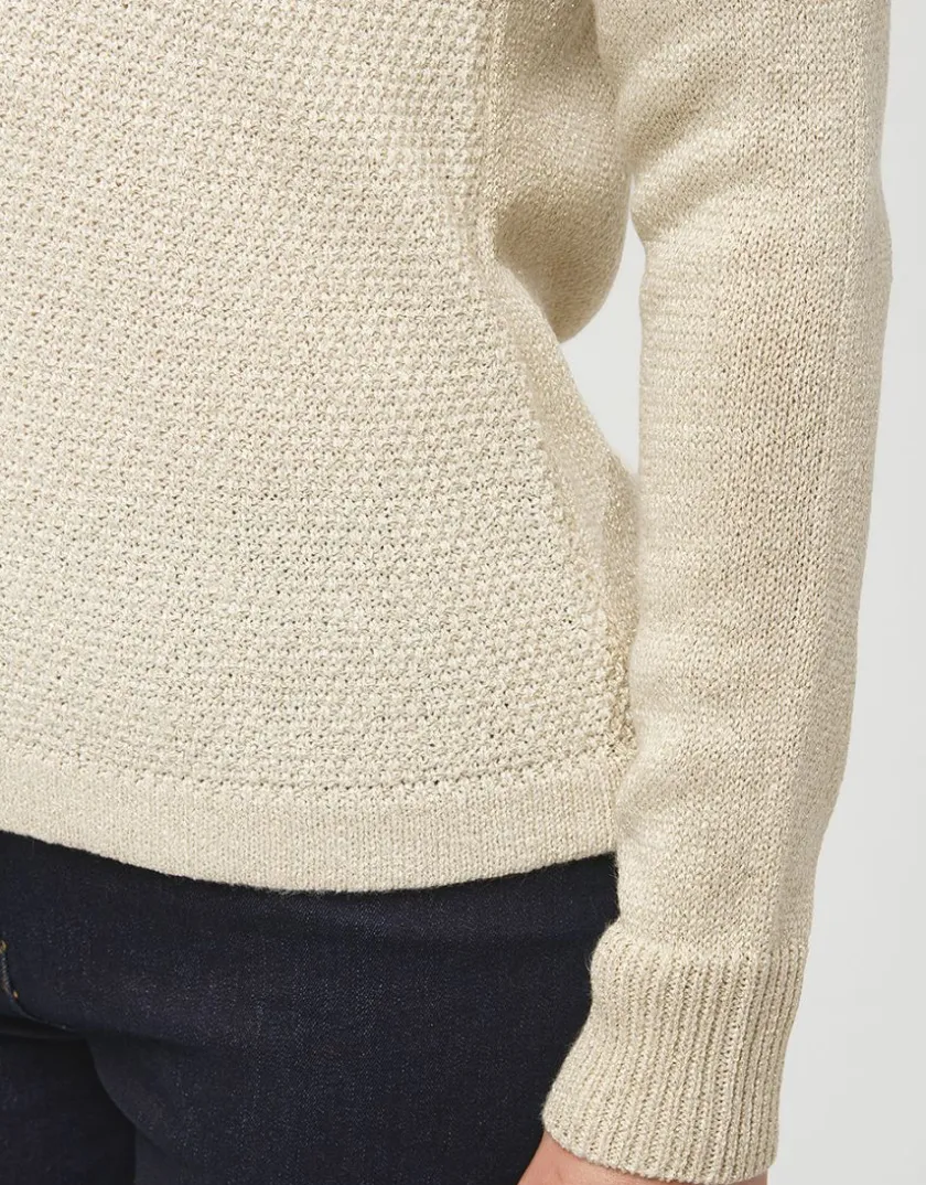 New Pull maille beige fils or Pulls|Maille