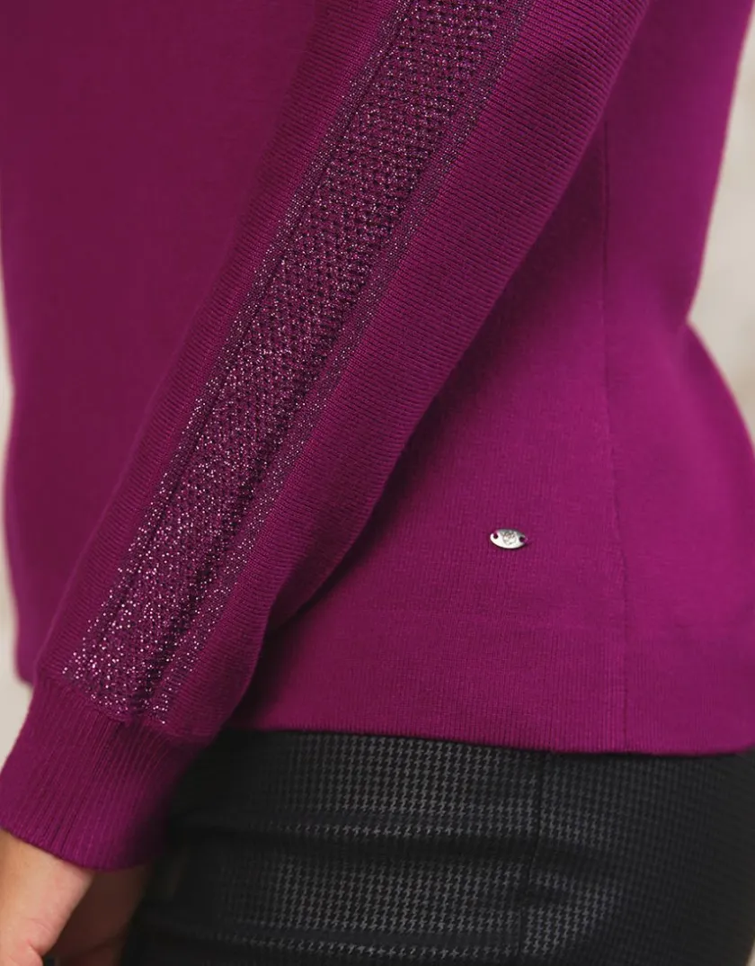 Clearance Pull maille strass violet Pulls|Maille