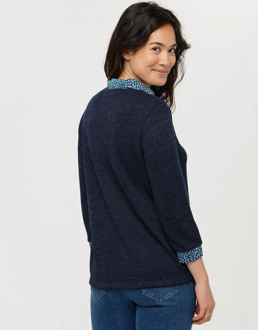 New Pull marine col V Pulls|Maille