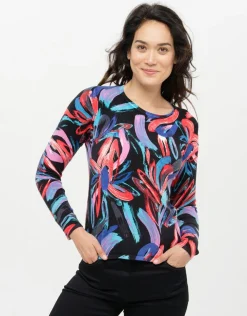 Fashion Pull noir rose à motifs Pulls|Maille