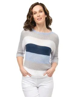 Fashion Pull rayé ciel marine Pulls|Maille