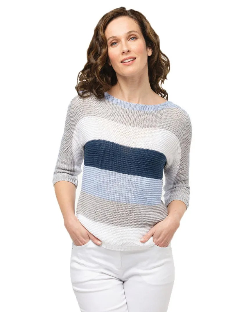 Fashion Pull rayé ciel marine Pulls|Maille