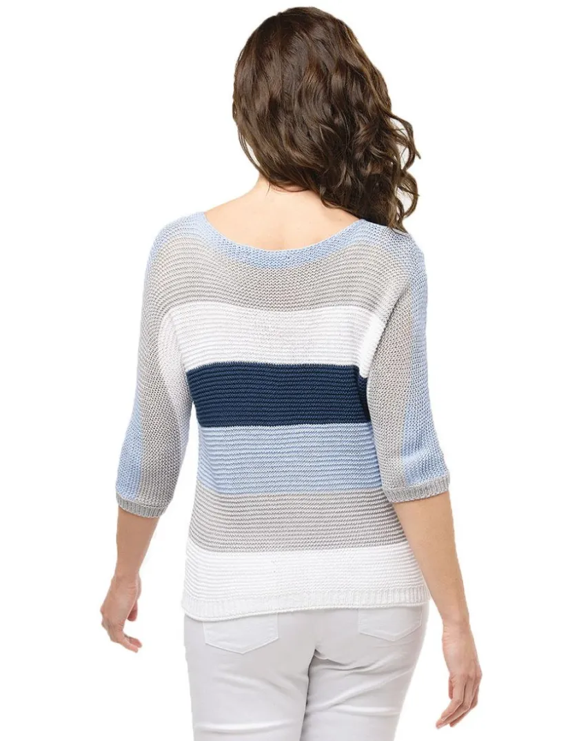 Fashion Pull rayé ciel marine Pulls|Maille