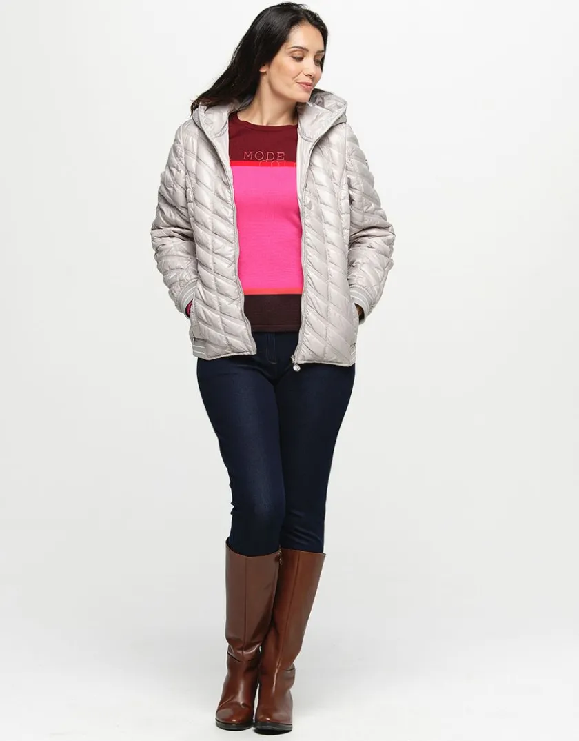Discount Pull rayé fuchsia prune Pulls|Maille