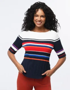 Outlet Pull rayé manches courtes Pulls|Maille