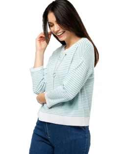 Sale Pull rayures vert d'eau Pulls|Maille