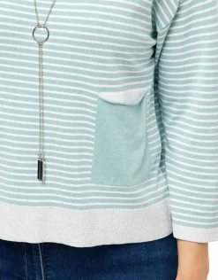 Sale Pull rayures vert d'eau Pulls|Maille