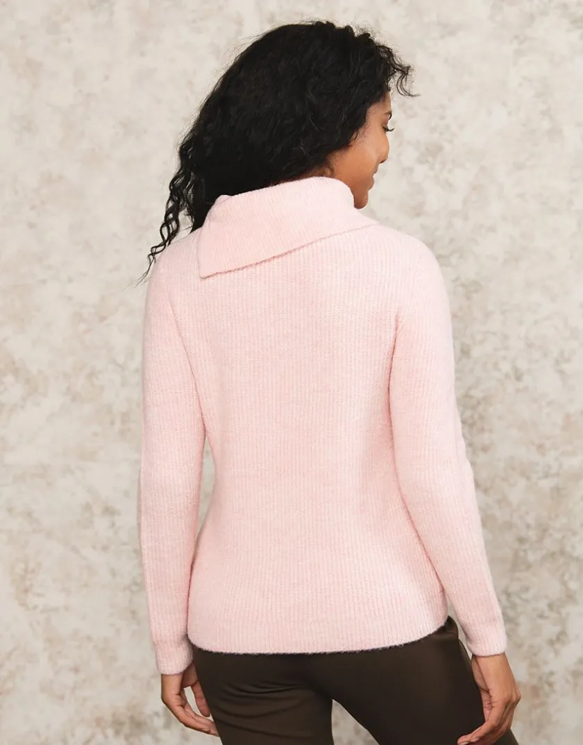 Hot Pull rose col montant Pulls|Maille