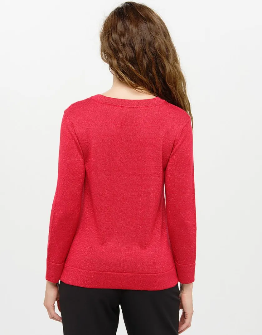 Online Pull rouge col rond irisé Pulls|Maille