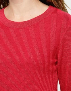 Online Pull rouge col rond irisé Pulls|Maille