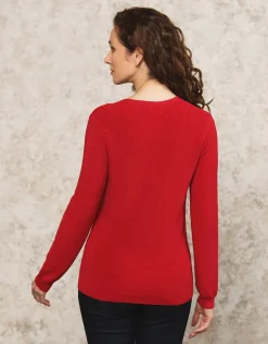 Fashion Pull rouge maille ajourée Pulls|Maille