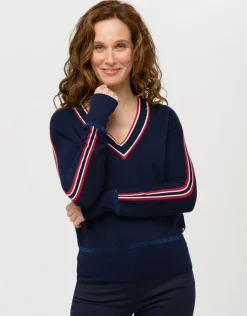 Discount Pull V marine sport chic Pulls|Maille